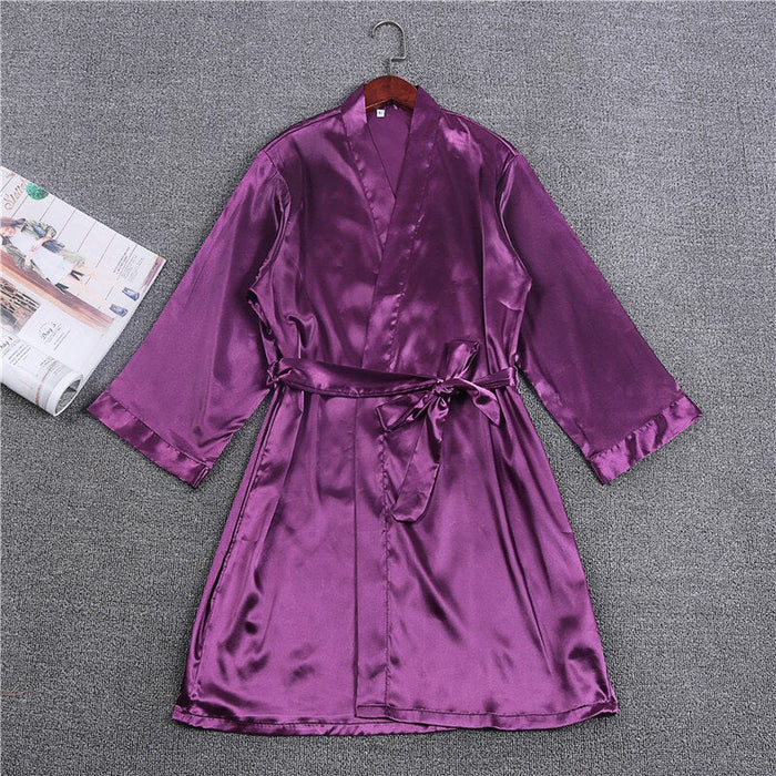 Solid Silk Satin Gown Robes