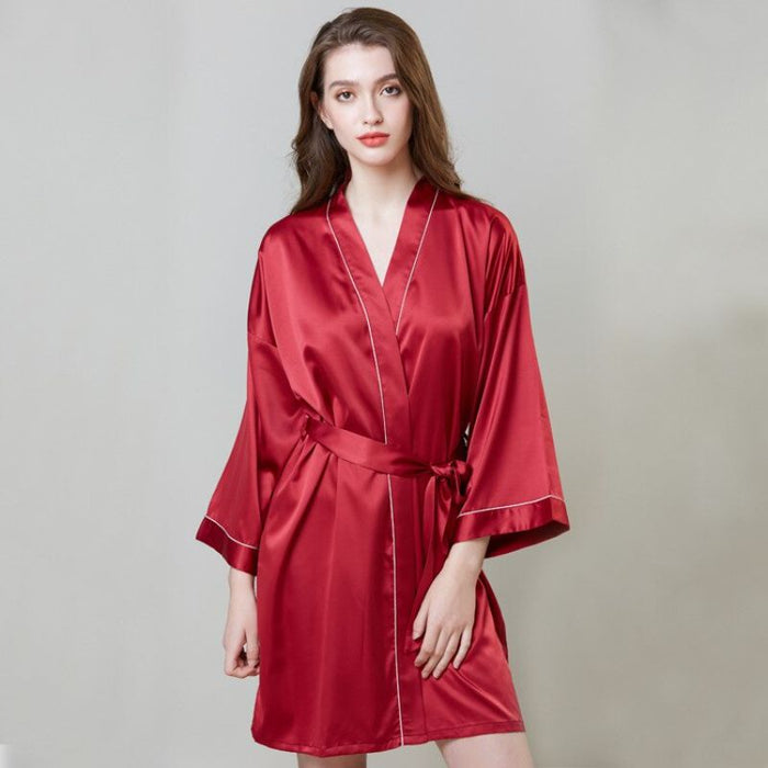 Long Women Silk Satin Robe