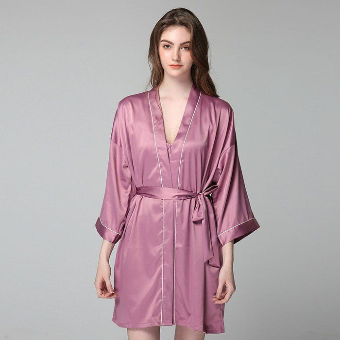 Long Women Silk Satin Robe