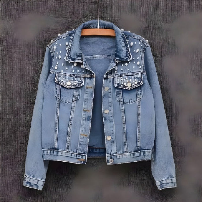 Custom Denim Pearl Jean Jacket