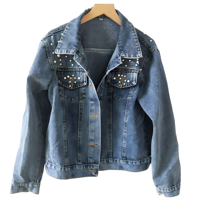 Custom Denim Pearl Jean Jacket